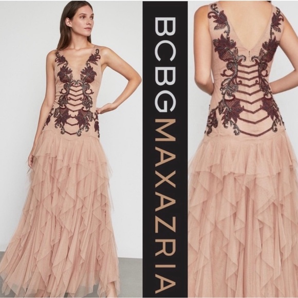 BCBGmaxazria floral embroidered tulle Gown - Picture 1 of 8